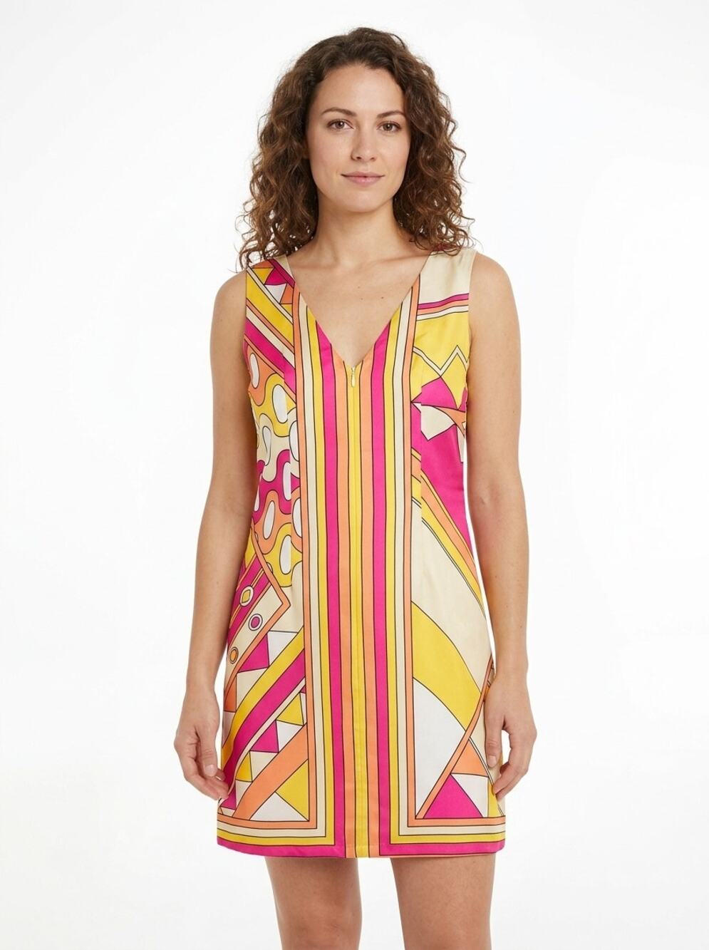 Julie Brown Multicolor Mini Lined Shift Geometric Dress Women Size 4